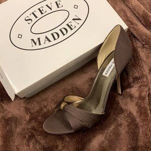 Steve Madden “Eunice” brand new in box.  Brown Satin.  Moderate heel.